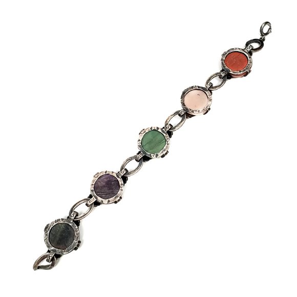Sterling Silver Multi-Stone Link Bracelet #7493 - Picture 3 of 7